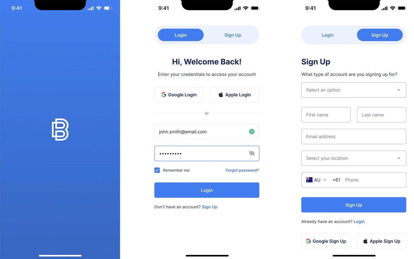 Mobile designs for onboarding