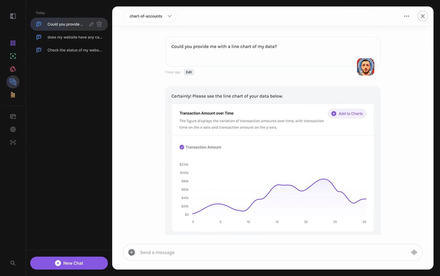 Desktop design for chatting to data