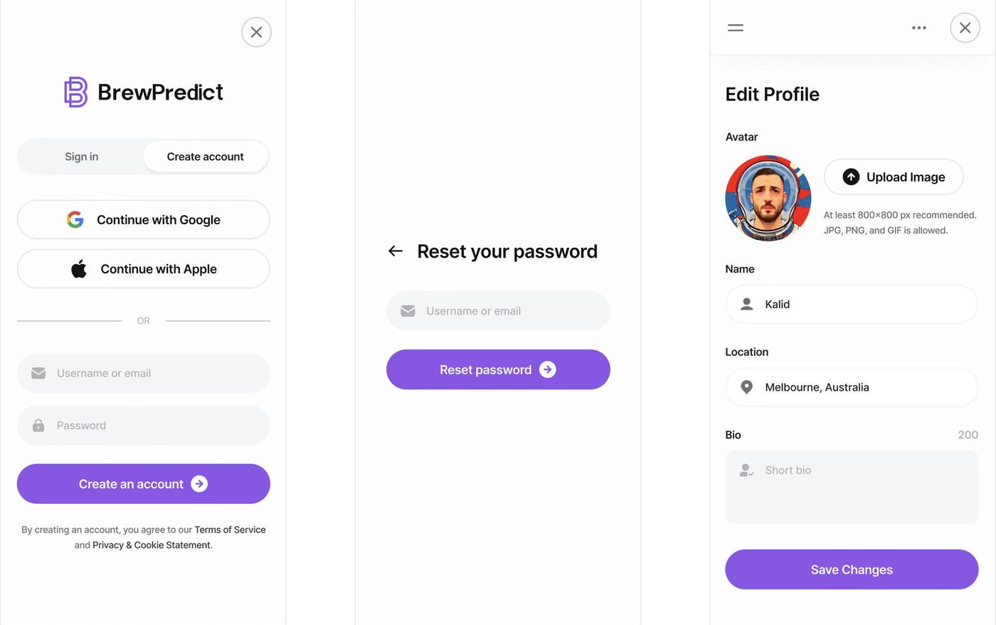 Mobile designs for onboarding