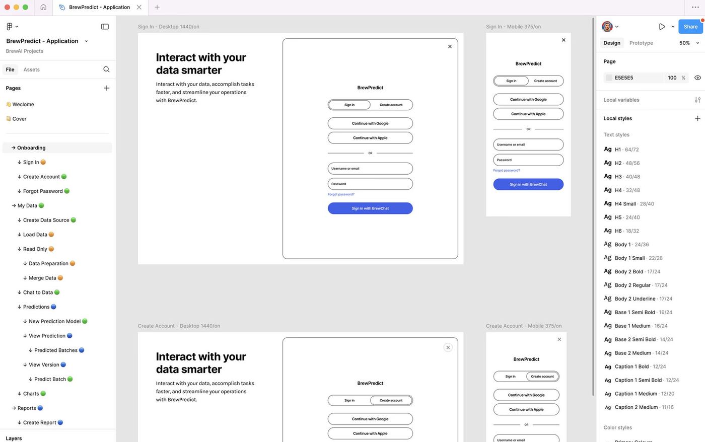 Onboarding wireframes