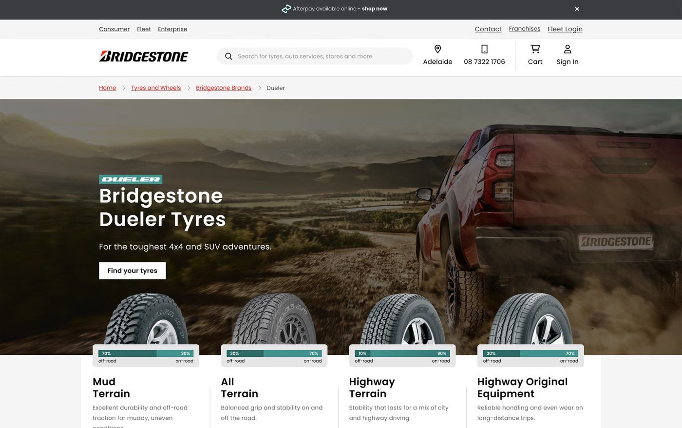 Desktop Dueler tyres landing page