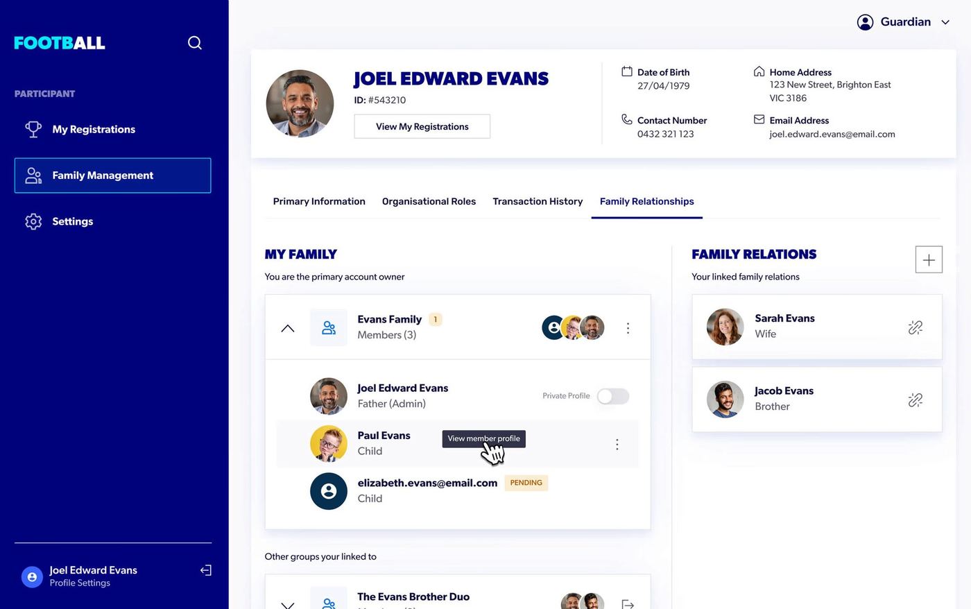 Desktop family management design