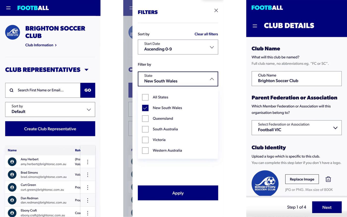 Mobile club information design