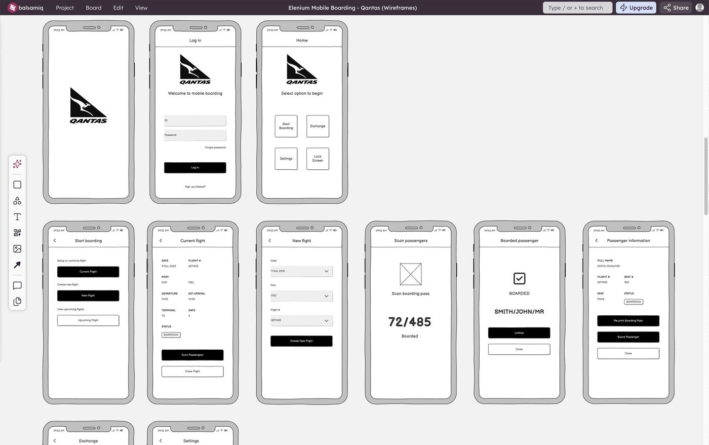 Mobile user flow storyboards
